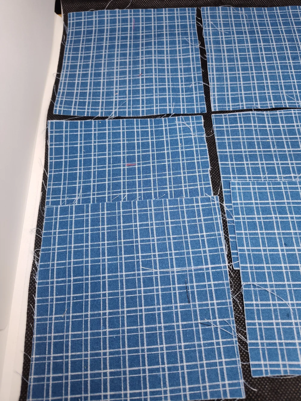 6 4.50 INCH Cotton Fabric SQUARES Blue Plaid